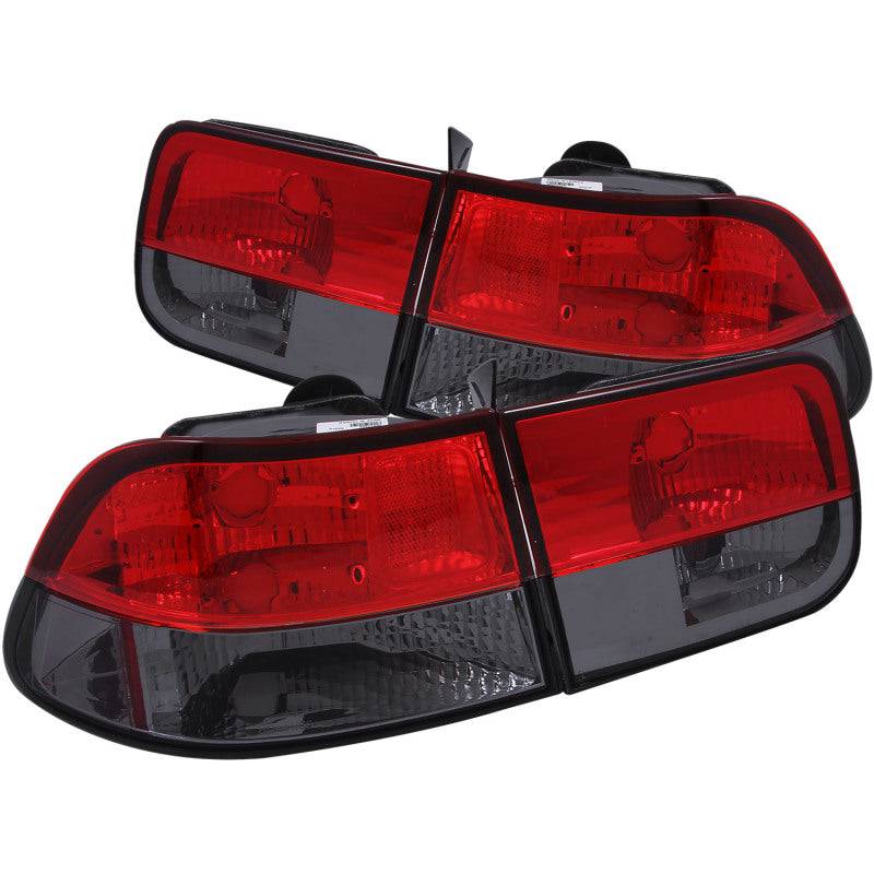 ANZO 1996-2000 Honda Civic Taillights Red/Smoke - Striker Modified