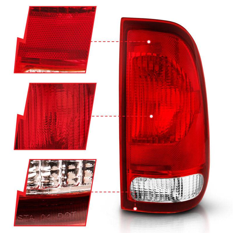 ANZO 1997-2003 Ford F-150 Taillight Red/Clear Lens (OE Replacement) - Striker Modified