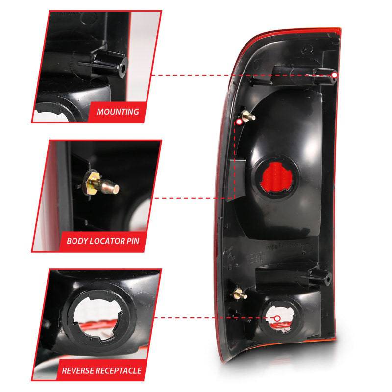 ANZO 1997-2003 Ford F-150 Taillight Red/Clear Lens (OE Replacement) - Striker Modified