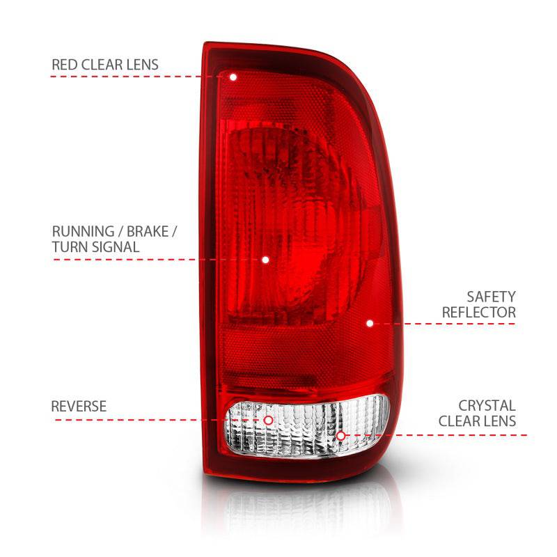 ANZO 1997-2003 Ford F-150 Taillight Red/Clear Lens (OE Replacement) - Striker Modified