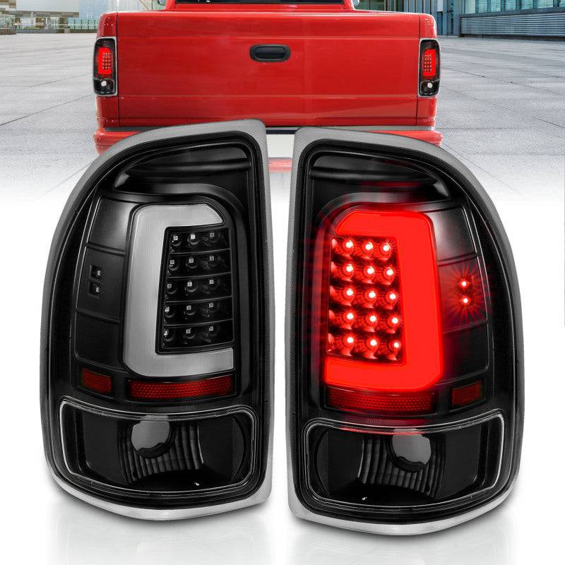 ANZO 1997-2004 Dodge Dakota LED Taillights Black Housing Clear Lens Pair - Striker Modified