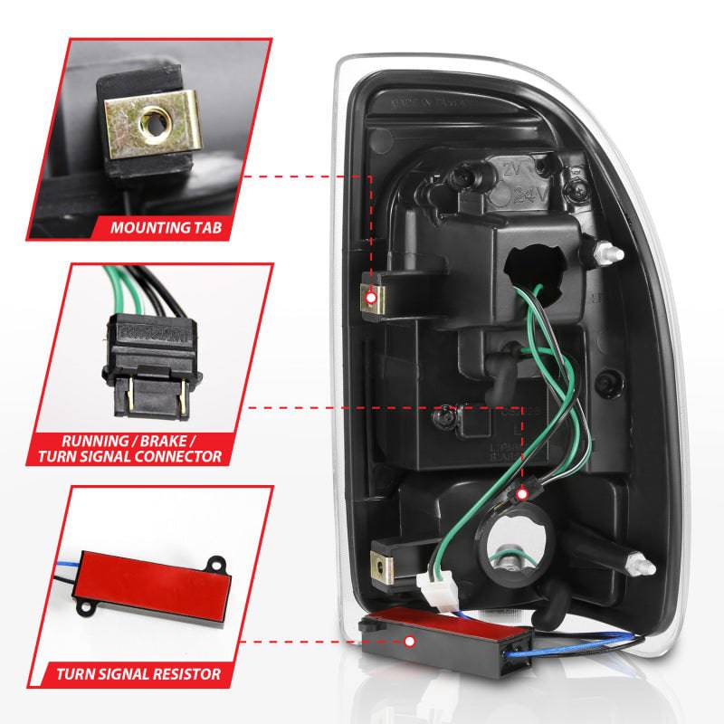 ANZO 1997-2004 Dodge Dakota LED Taillights Black Housing Clear Lens Pair - Striker Modified