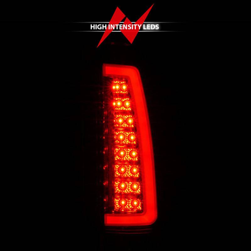 ANZO 1999-2000 Cadillac Escalade LED Taillights Chrome Housing Red/Clear Lens Pair - Striker Modified
