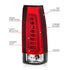 ANZO 1999-2000 Cadillac Escalade LED Taillights Chrome Housing Red/Clear Lens Pair - Striker Modified
