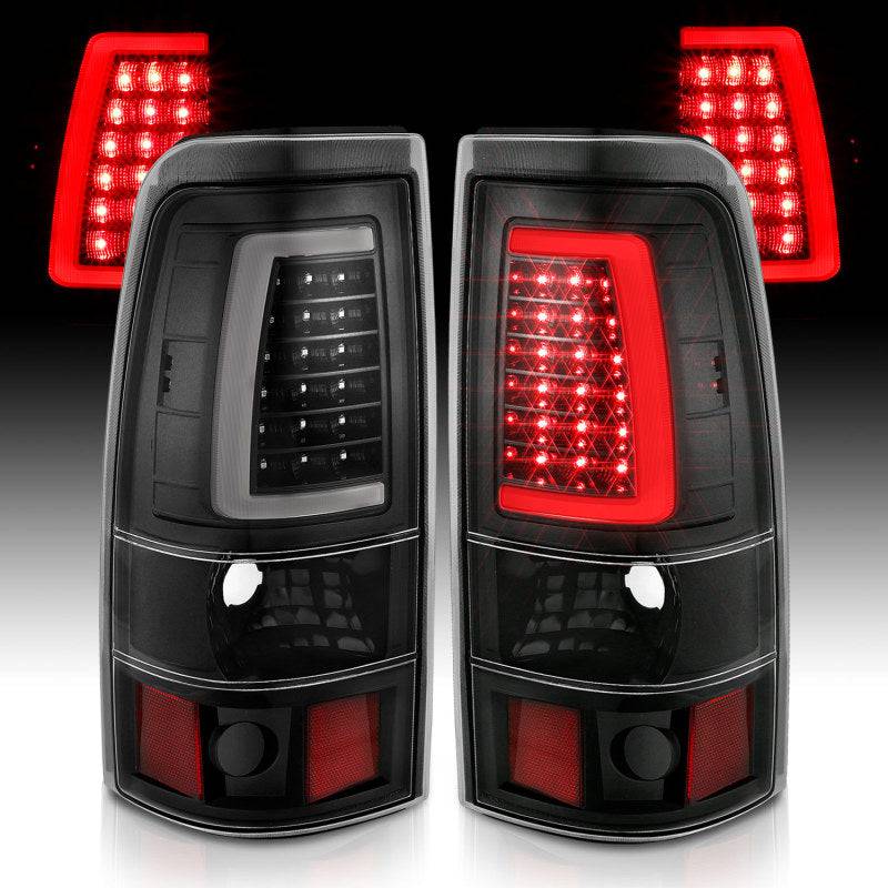 ANZO 1999-2002 Chevy Silverado 1500 LED Taillights Plank Style Black w/Clear Lens - Striker Modified