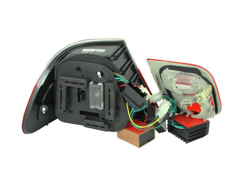 ANZO 2000-2003 BMW 3 Series E46 LED Taillights Red/Clear - Striker Modified