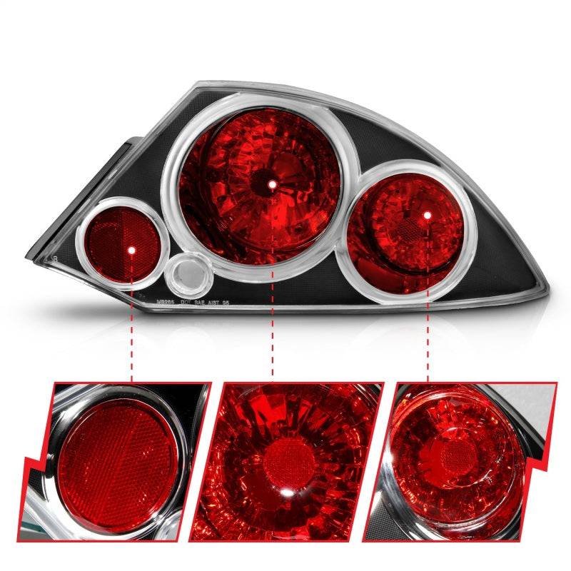ANZO 2000-2005 Mitsubishi Eclipse Taillights Black - Striker Modified