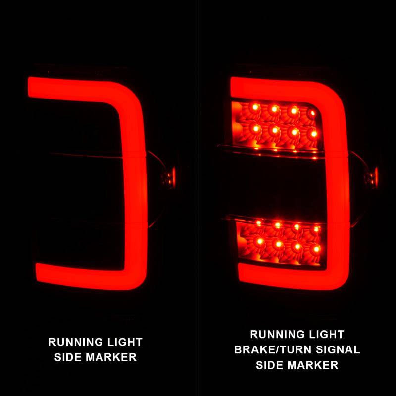 ANZO 2001-2011 Ford  Ranger LED Tail Lights w/ Light Bar Black Housing Clear Lens - Striker Modified