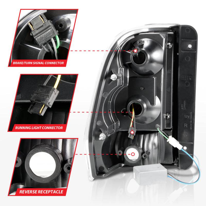 ANZO 2002-2009 Chevrolet Trailblazer LED Tail Lights w/ Light Bar Black Housing Smoke Lens - Striker Modified