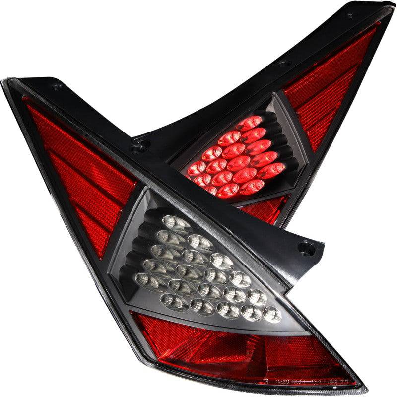 ANZO 2003-2005 Nissan 350Z LED Taillights Black - Striker Modified