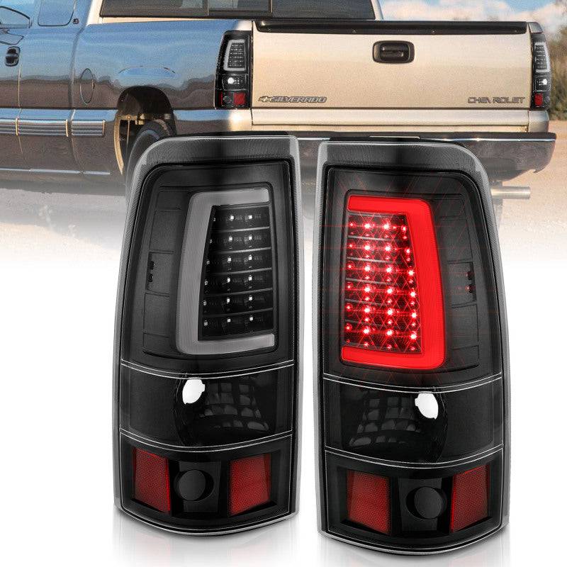 ANZO 2003-2006 Chevy Silverado 1500 LED Taillights Plank Style Black w/Clear Lens - Striker Modified