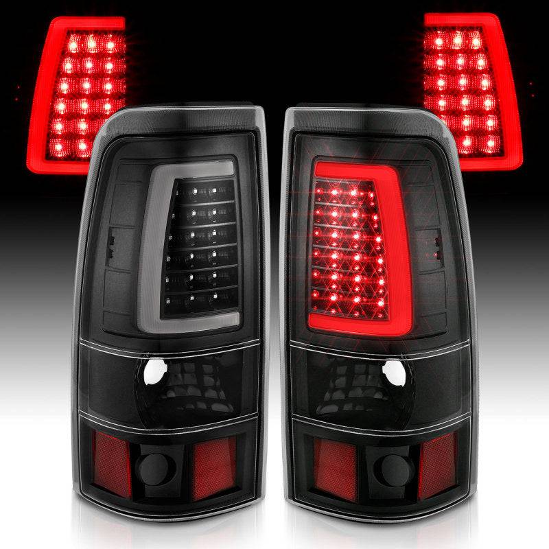 ANZO 2003-2006 Chevy Silverado 1500 LED Taillights Plank Style Black w/Clear Lens - Striker Modified