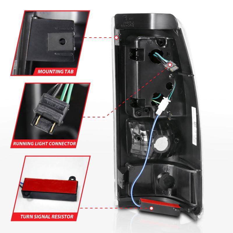 ANZO 2003-2006 Chevy Silverado 1500 LED Taillights Plank Style Black w/Clear Lens - Striker Modified