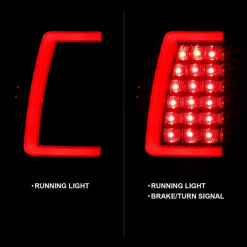 ANZO 2003-2006 Chevy Silverado 1500 LED Taillights Plank Style Black w/Clear Lens - Striker Modified