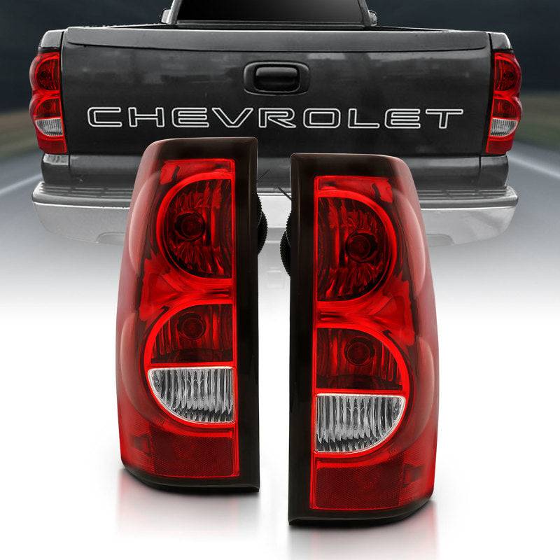 ANZO 2004-2007 Chevy Silverado Taillight Red/Clear Lens w/Black Trim (OE Replacement) - Striker Modified