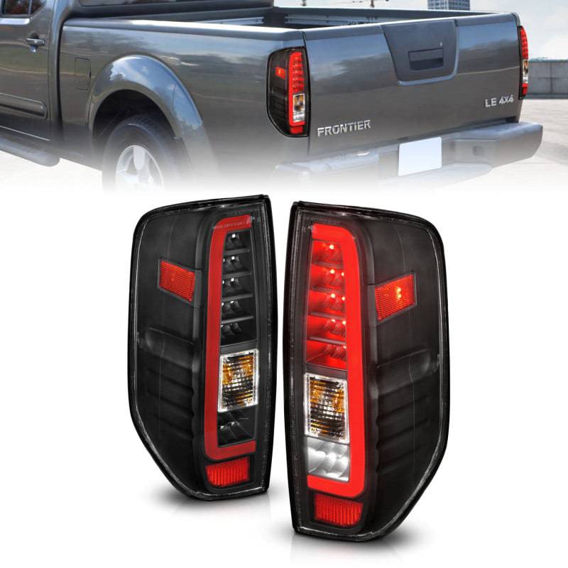 ANZO 2005-2021 Nissan Frontier LED Taillights Black Housing/Clear Lens - Striker Modified