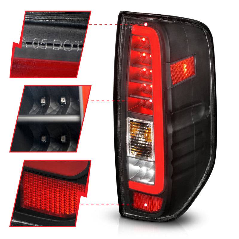 ANZO 2005-2021 Nissan Frontier LED Taillights Black Housing/Clear Lens - Striker Modified