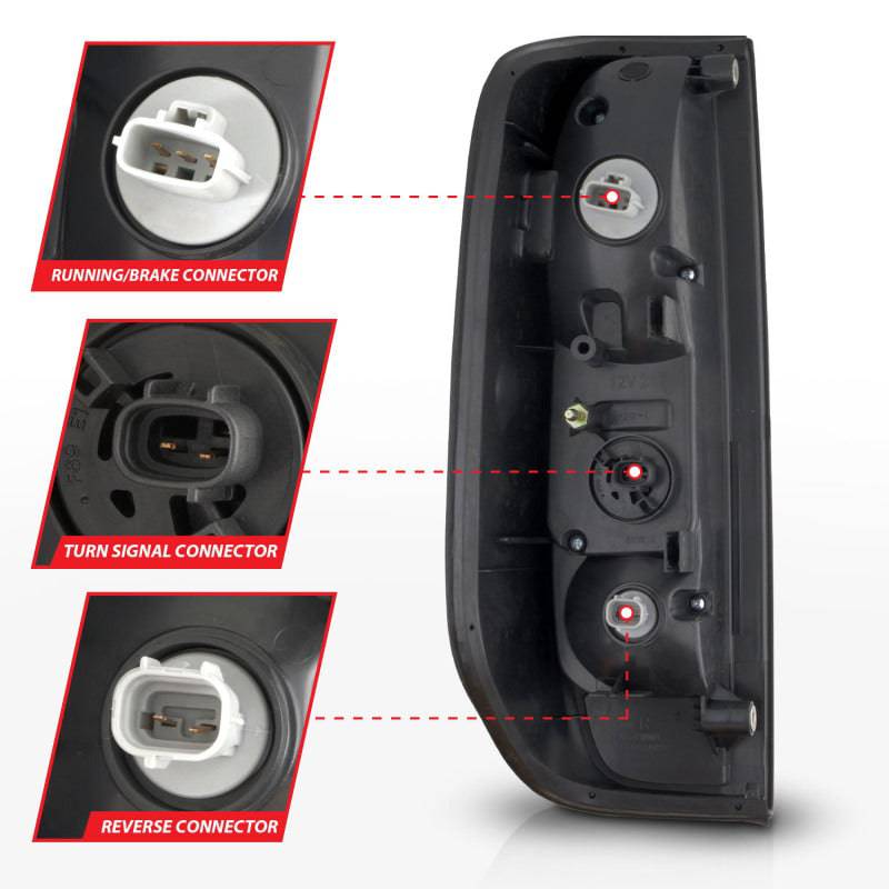 ANZO 2005-2021 Nissan Frontier LED Taillights Black Housing/Clear Lens - Striker Modified
