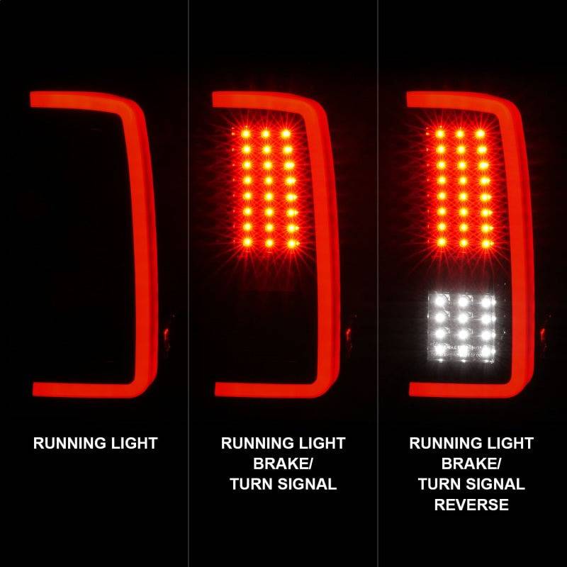 ANZO 2007-2013 Chevrolet Silverado1500/ 2500/ 3500 LED Tail Lights w/ Light Bar Black Housing Smoke - Striker Modified