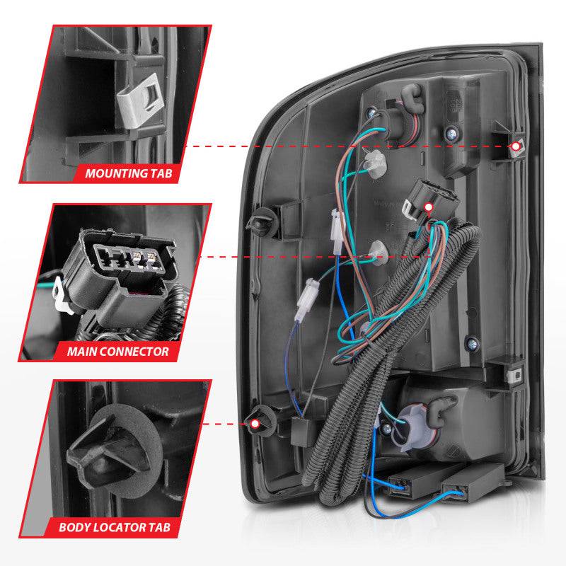 ANZO 2007-2013 Chevrolet Silverado1500/ 2500/ 3500 LED Tail Lights w/ Light Bar Black Housing Smoke - Striker Modified