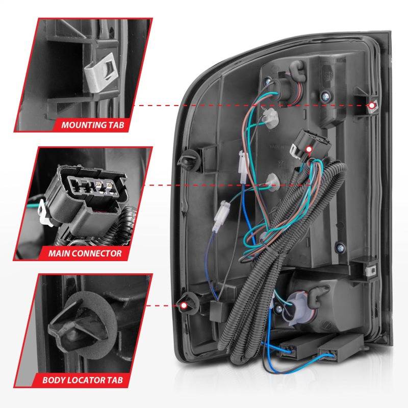 ANZO 2007-2013 Chevrolet Silverado1500/ 2500/ 3500 LED Tail Lights w/ Light Bar Black Housing Smoke - Striker Modified