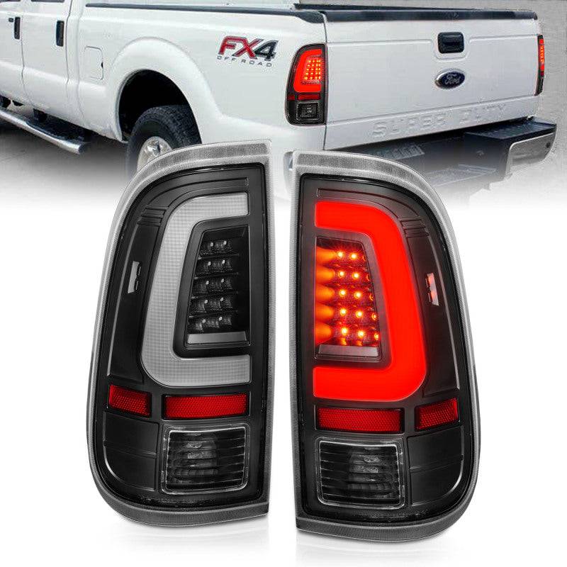 ANZO 2008-2016 Ford F-250 LED Taillights Black Housing Clear Lens (Pair) - Striker Modified