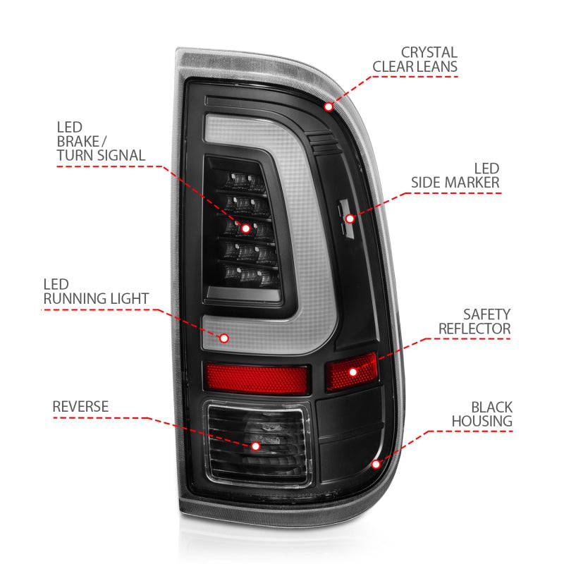 ANZO 2008-2016 Ford F-250 LED Taillights Black Housing Clear Lens (Pair) - Striker Modified