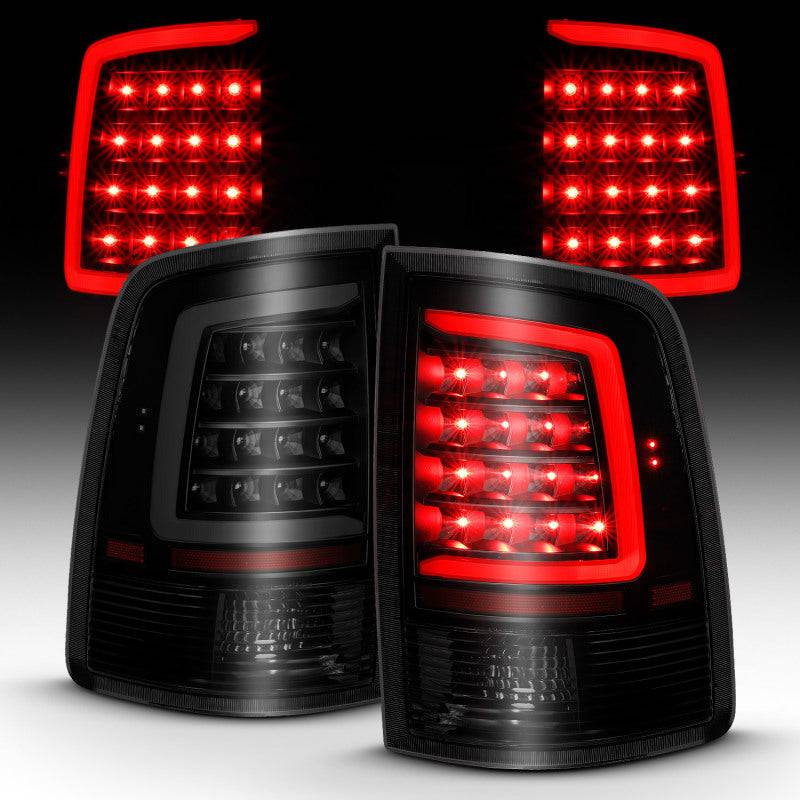 ANZO 2009-2018 Dodge Ram 1500 LED Taillight Plank Style Black w/Smoke Lens - Striker Modified