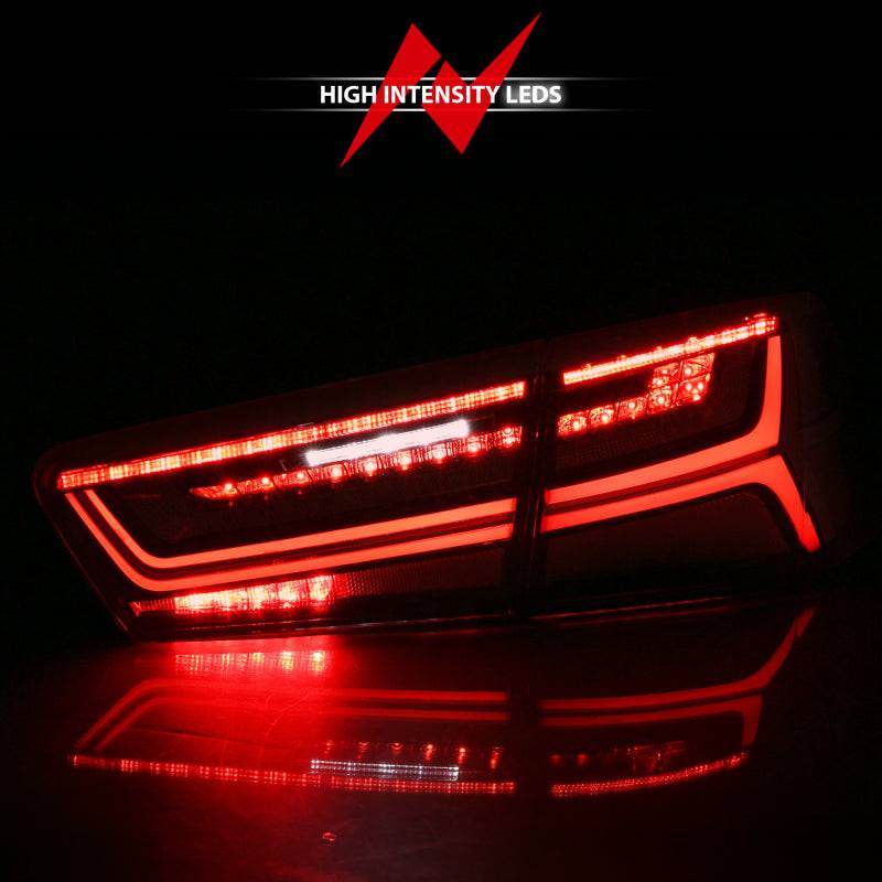 ANZO 2012-2018 Audi A6 LED Taillight Black Housing Red/Clear Lens 4 pcs (Sequential Signal) - Striker Modified