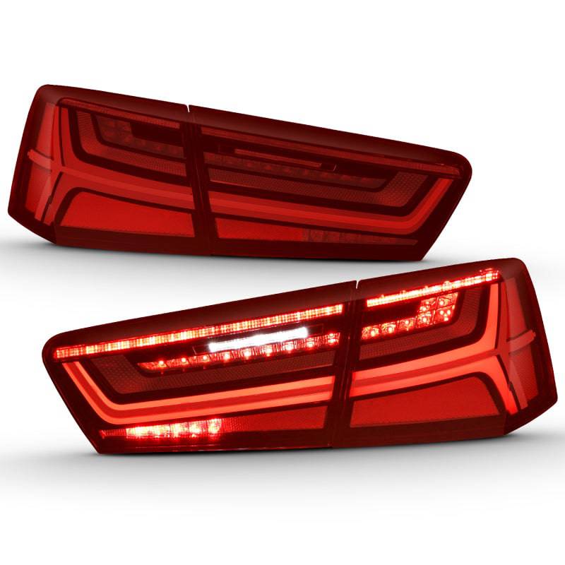 ANZO 2012-2018 Audi A6 LED Taillight Black Housing Red/Clear Lens 4 pcs (Sequential Signal) - Striker Modified