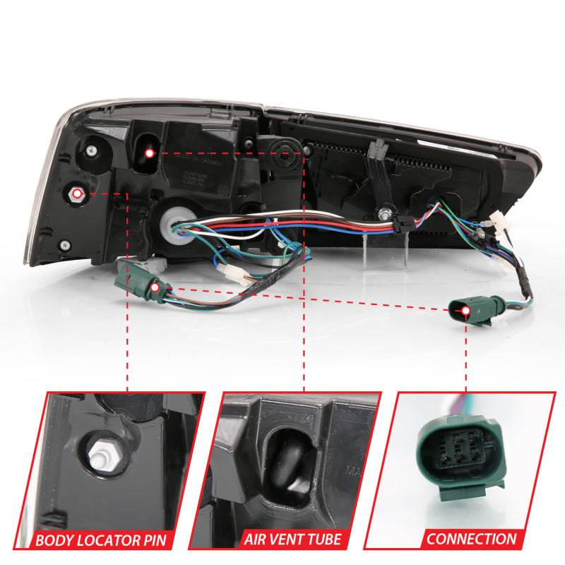 ANZO 2012-2018 Audi A6 LED Taillight Black Housing Red/Clear Lens 4 pcs (Sequential Signal) - Striker Modified