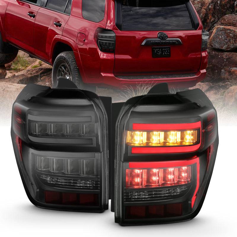 ANZO 2014-2020 Toyota 4Runner T.L Black Housing Smoke Lens Red Light Bar W/Sequential - Striker Modified