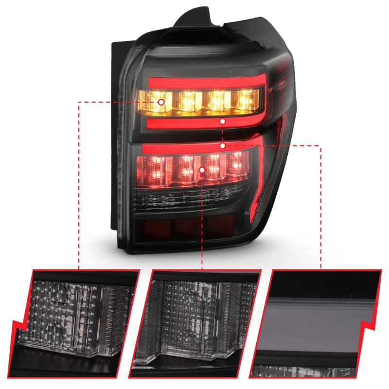 ANZO 2014-2020 Toyota 4Runner T.L Black Housing Smoke Lens Red Light Bar W/Sequential - Striker Modified