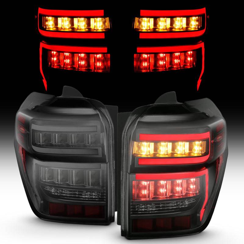 ANZO 2014-2020 Toyota 4Runner T.L Black Housing Smoke Lens Red Light Bar W/Sequential - Striker Modified