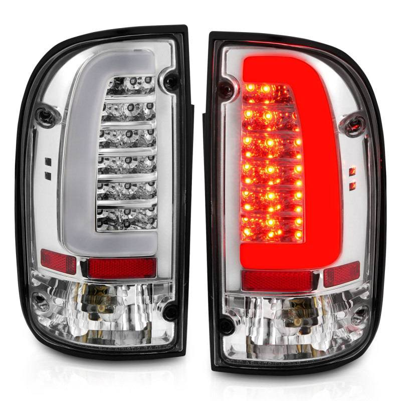 ANZO 95-00 Toyota Tacoma LED Taillights Chrome Housing Clear Lens (Pair) - Striker Modified