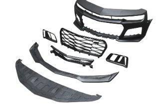 2010-2015 Chevy Camaro ZL1 Front Bumper Conversion 7pcs Flat BLK - Striker Modified