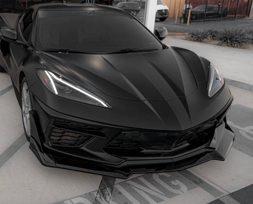 2020-2024 Corvette C8 Stingray Evo Style Front Lower Chin Splitter Gloss Black - Striker Modified