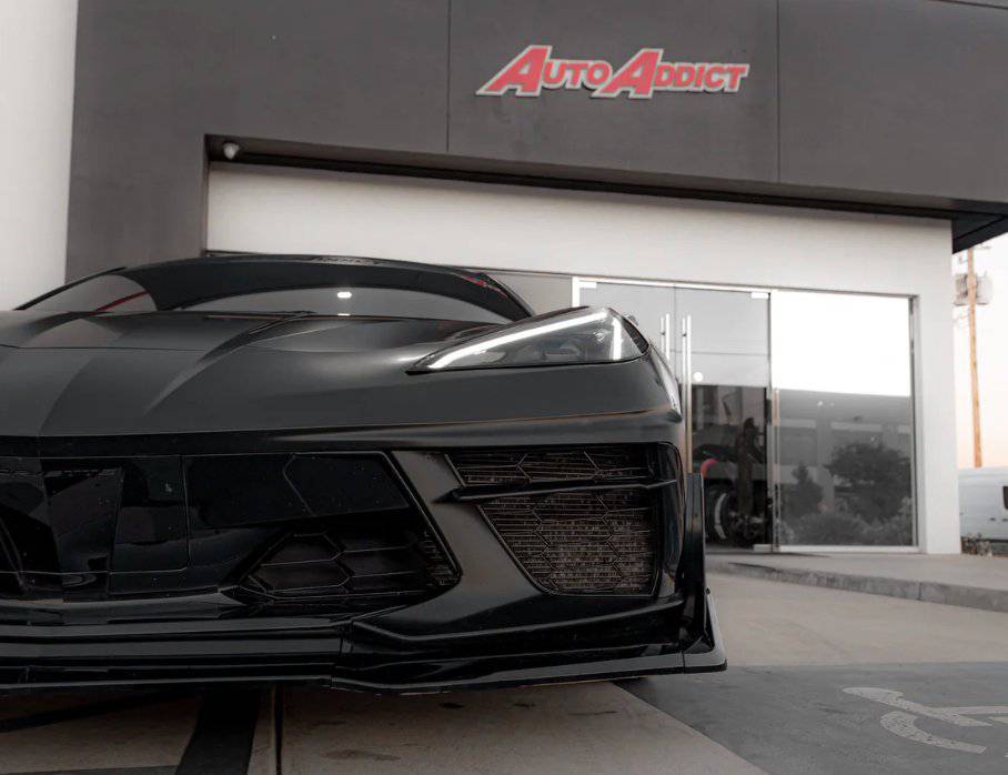 2020-2024 Corvette C8 Stingray Evo Style Front Lower Chin Splitter Gloss Black - Striker Modified