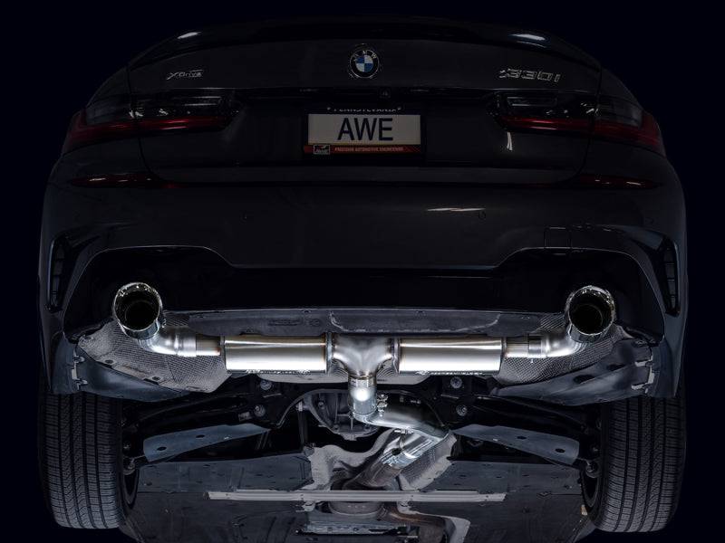 AWE 19-23 BMW 330i / 21-23 BMW 430i Base G2X Touring Axle Back Exhaust - Chrome Silver - Striker Modified