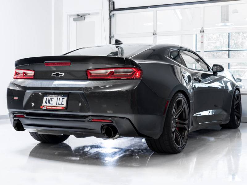 AWE Tuning 16-19 Chevrolet Camaro SS Axle-back Exhaust - Touring Edition (Diamond Black Tips) - Striker Modified
