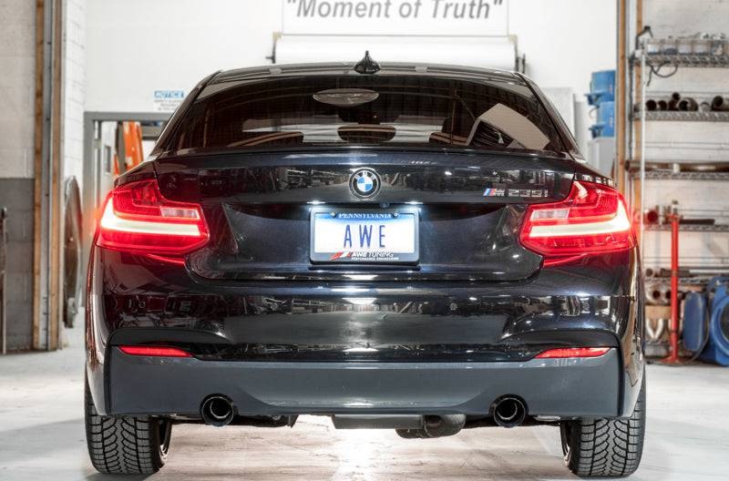 AWE Tuning BMW F22 M235i / M240i Touring Edition Axle-Back Exhaust - Diamond Black Tips (102mm) - Striker Modified