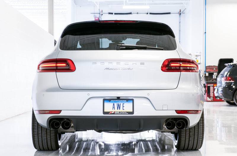 AWE Tuning Porsche Macan Track Edition Exhaust System - Diamond Black 102mm Tips - Striker Modified