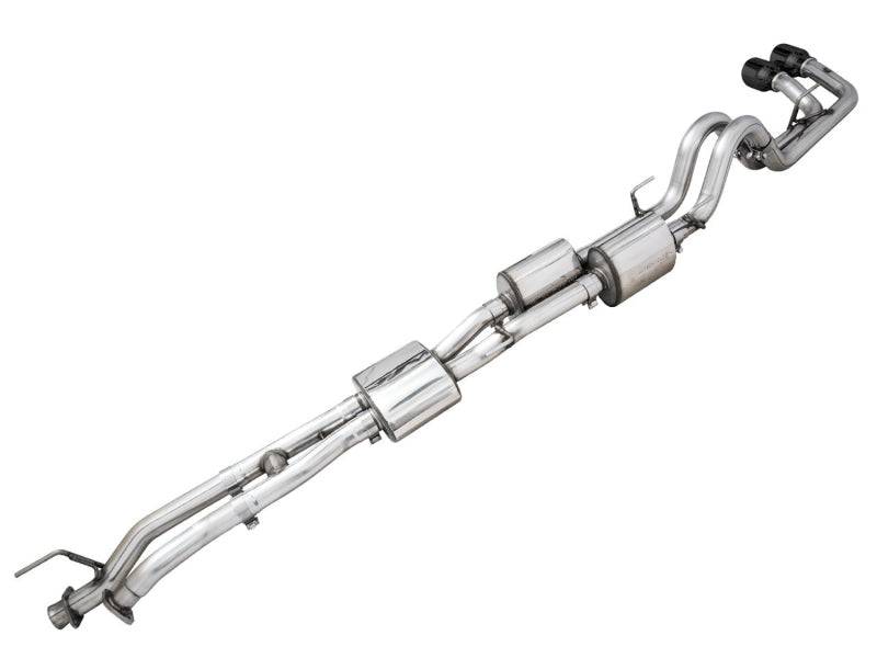 AWE 16-22 Toyota Tacoma 0FG Catback Exhaust w/ BashGuard - Dual Diamond Black Tips - Striker Modified