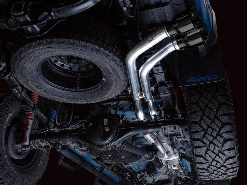 AWE 16-22 Toyota Tacoma 0FG Catback Exhaust w/ BashGuard - Dual Diamond Black Tips - Striker Modified