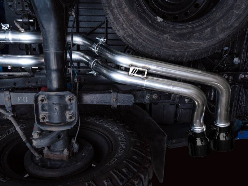 AWE 16-22 Toyota Tacoma 0FG Catback Exhaust w/ BashGuard - Dual Diamond Black Tips - Striker Modified