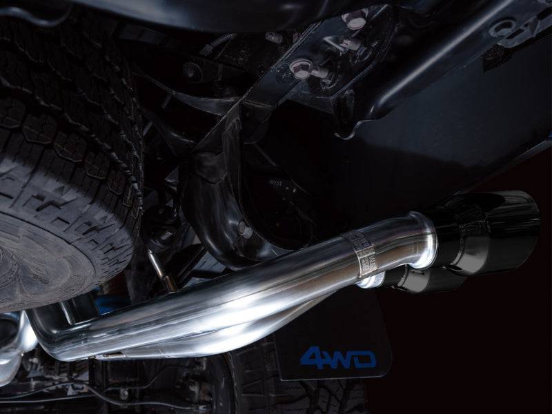 AWE 16-22 Toyota Tacoma 0FG Catback Exhaust w/ BashGuard - Dual Diamond Black Tips - Striker Modified