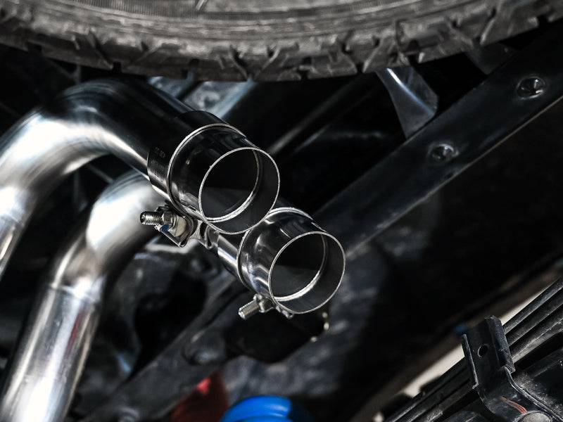 AWE 16-22 Toyota Tacoma 0FG Catback Exhaust w/ BashGuard - Dual Diamond Black Tips - Striker Modified