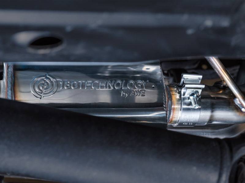 AWE 16-22 Toyota Tacoma 0FG Catback Exhaust w/ BashGuard - Dual Diamond Black Tips - Striker Modified