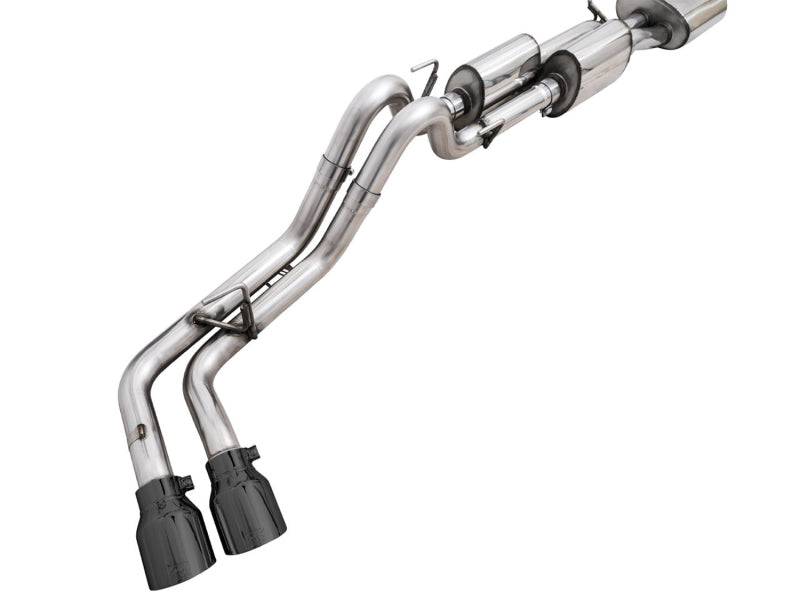 AWE 16-22 Toyota Tacoma 0FG Catback Exhaust w/ BashGuard - Dual Diamond Black Tips - Striker Modified