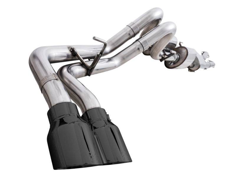 AWE 16-22 Toyota Tacoma 0FG Catback Exhaust w/ BashGuard - Dual Diamond Black Tips - Striker Modified